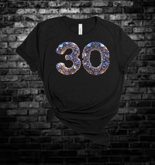 30, 40 or 50th Birthday | Jeweled Graphic Tee