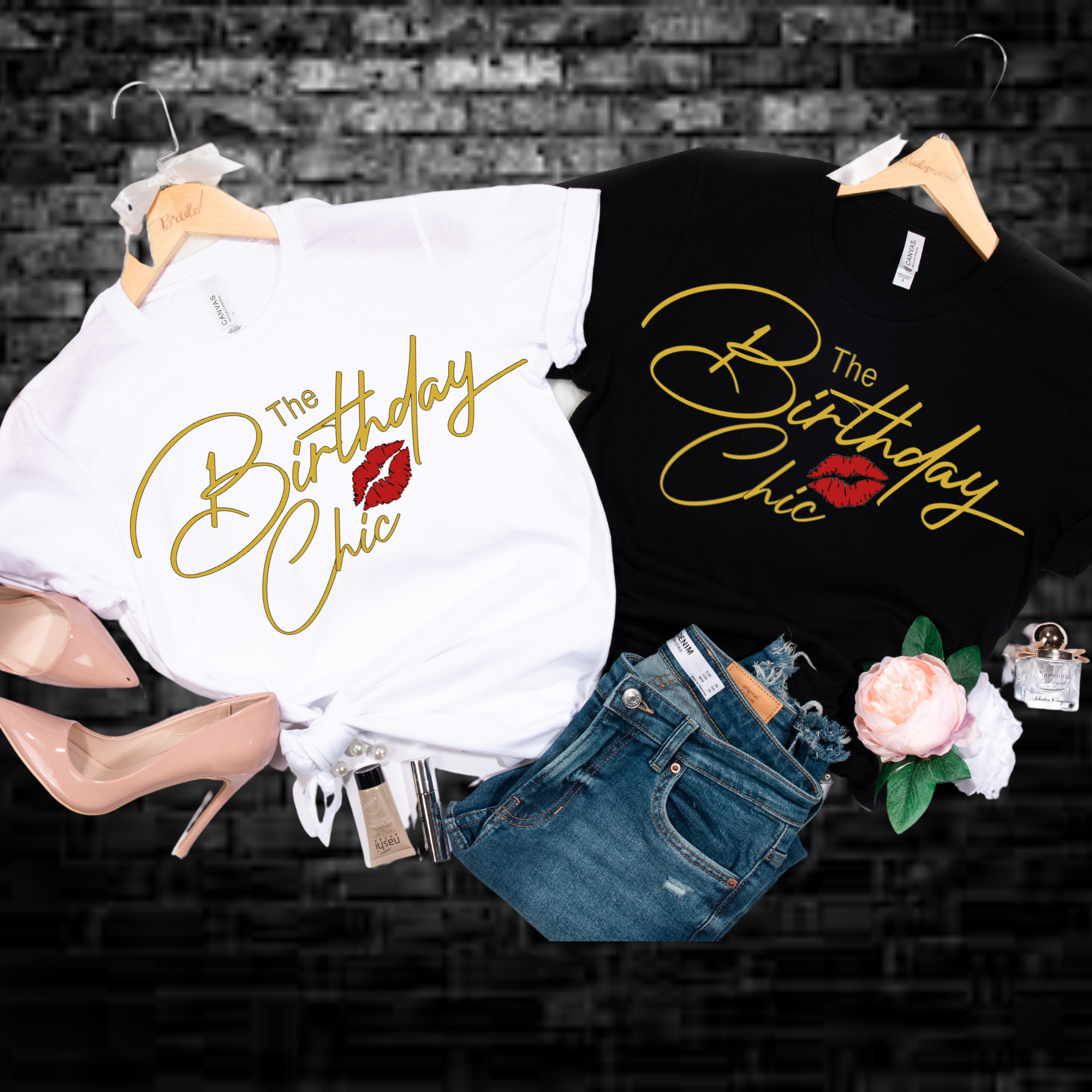 The Birthday Chic with Sexy Red Lips | Birthday T-Shirt