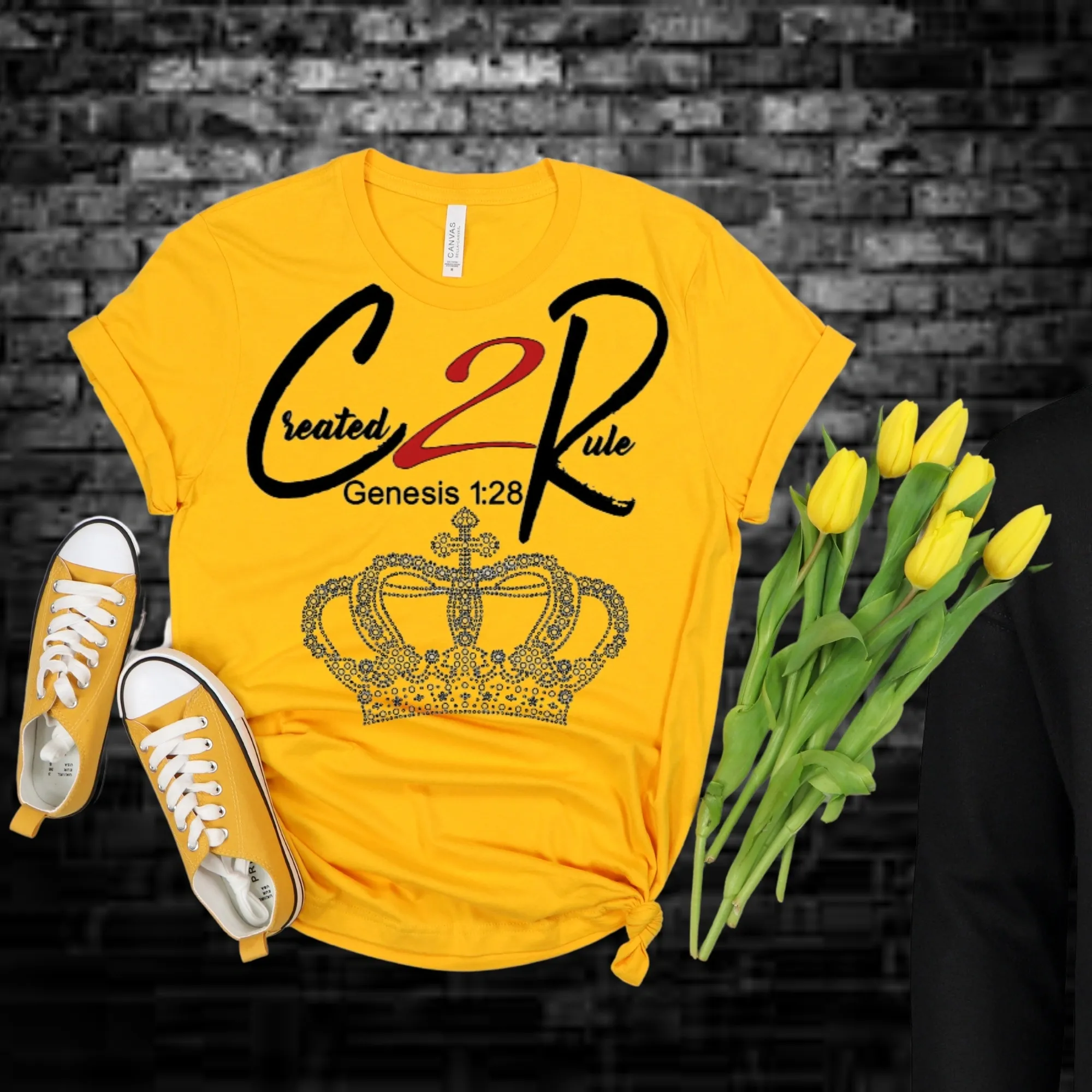 Created 2 Rule | Vinyl and Rhinestones | Custom T-shirt