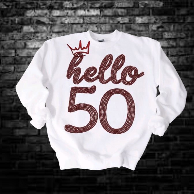 Hello 50 | Rhinestone Design | Customizable Rhinestone Numbers | Add your Chapter number to represent you